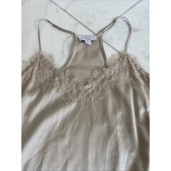 Current Air XS 100% Silk Lace Trim Camisole Champagne Color Elegant Classic Soft - Picture 3 of 8